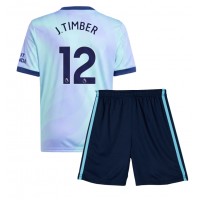 Camisa de Futebol Arsenal Jurrien Timber #12 Equipamento Alternativo Infantil 2024-25 Manga Curta (+ Calças curtas)